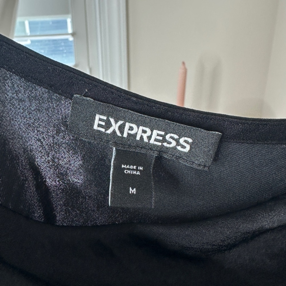 Express Elegant Black Slip Dress Ruched Tie Sides MEDIUM - Picture 6 of 6